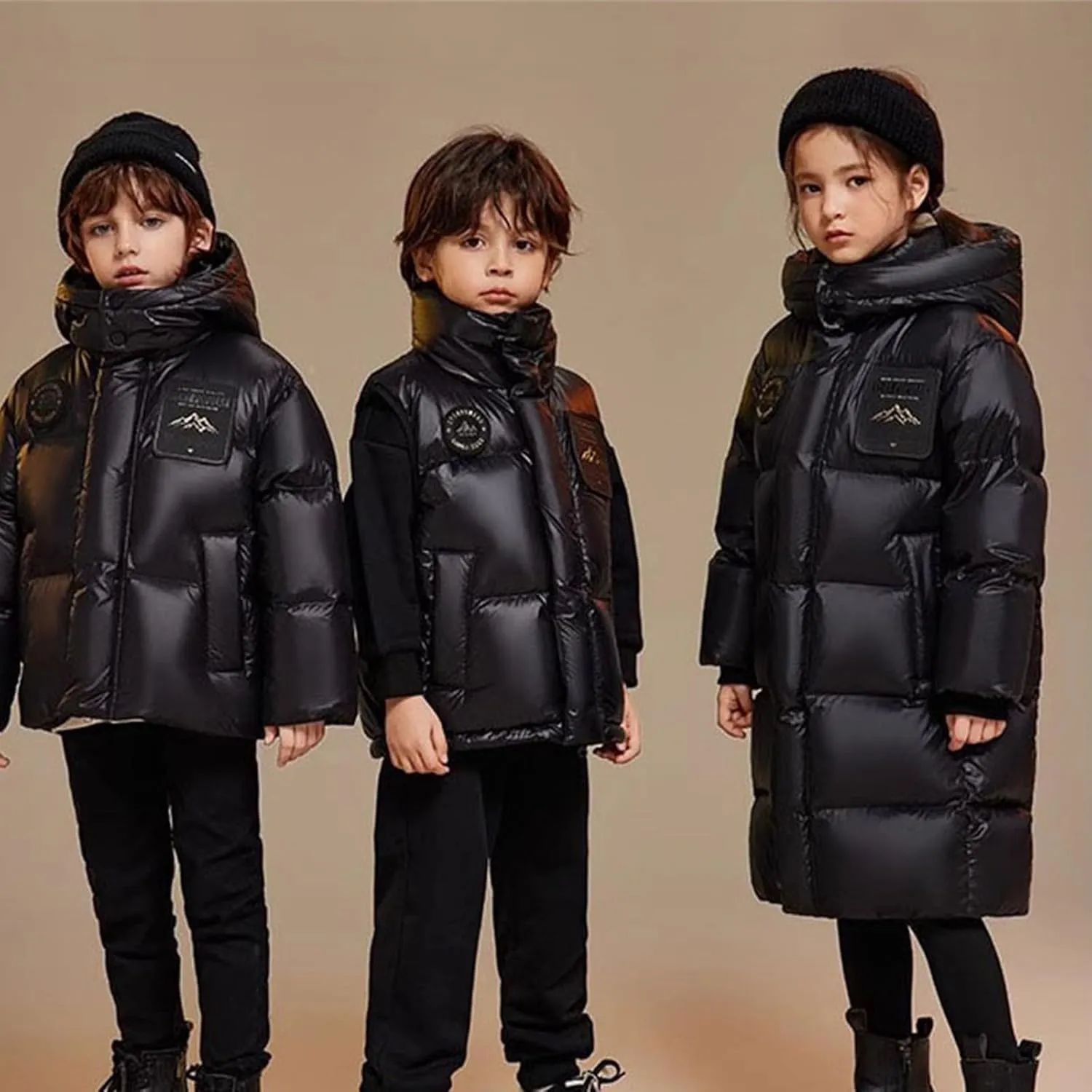 Boys Girls Long Heavyweight Puffer Jacket with Detachable Hood Kids Waterproo𝐟 Zip up Toddler Overalls for Boys Winter