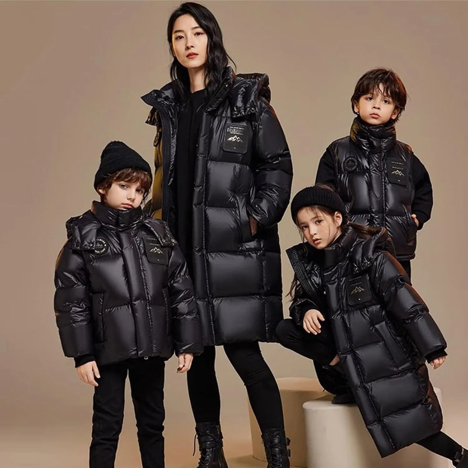 Boys Girls Long Heavyweight Puffer Jacket with Detachable Hood Kids Waterproo𝐟 Zip up Toddler Overalls for Boys Winter