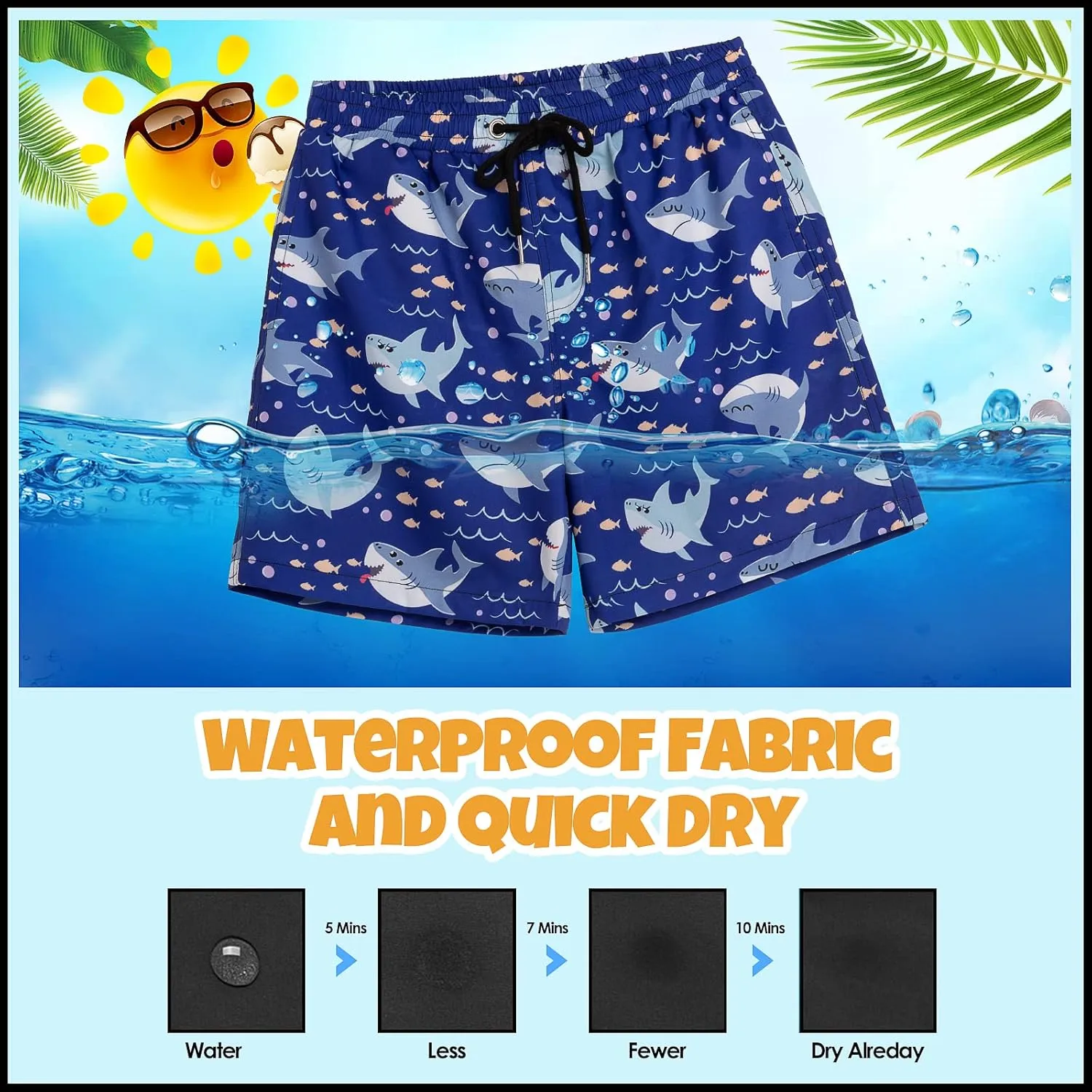 Boys Swim Trunks Bathing Suit Swim Shorts with Boxer Brief Liner Quick Dry Beach Swimsuit Compression