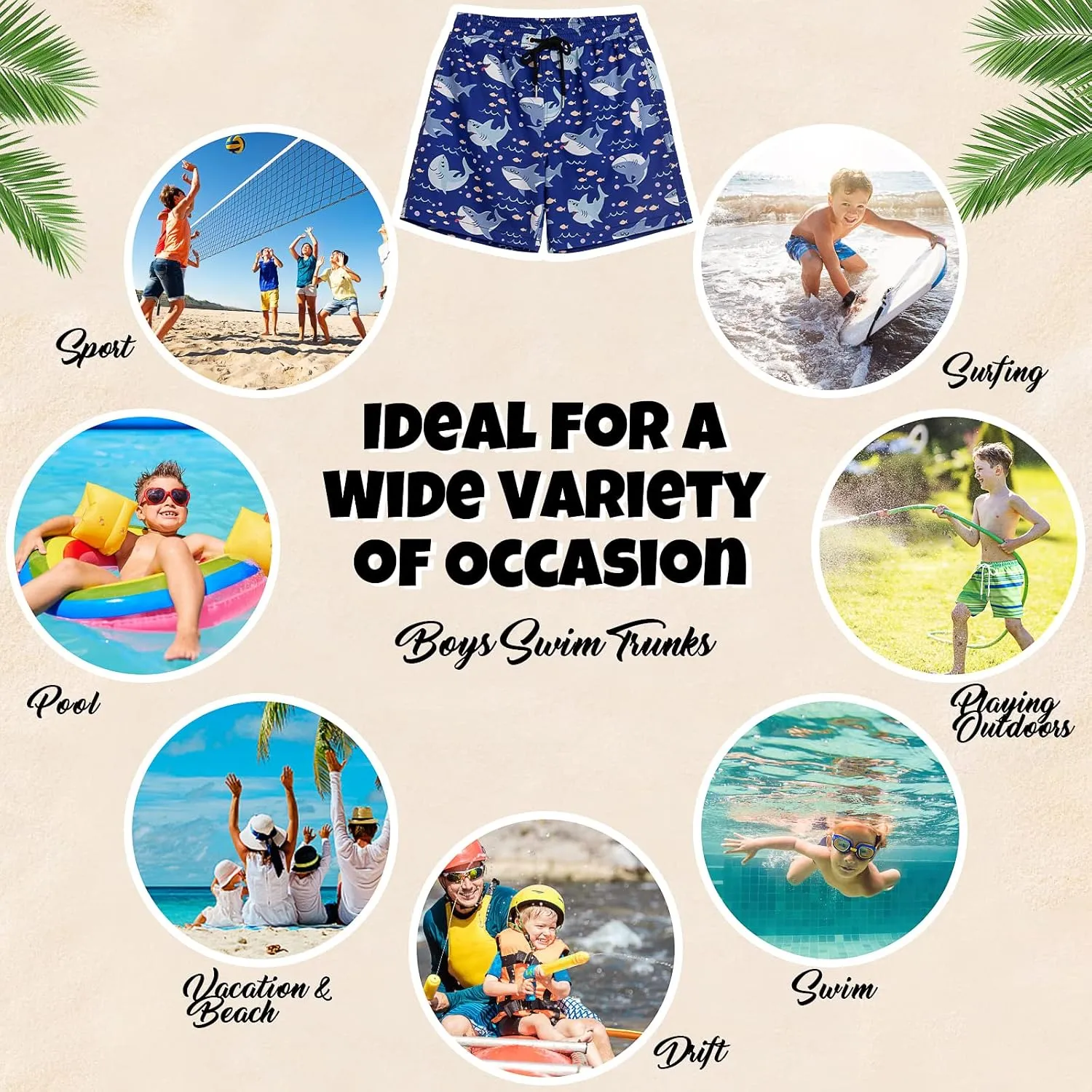 Boys Swim Trunks Bathing Suit Swim Shorts with Boxer Brief Liner Quick Dry Beach Swimsuit Compression