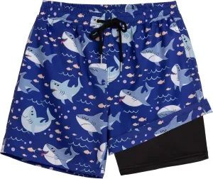 Boys Swim Trunks Bathing Suit Swim Shorts with Boxer Brief Liner Quick Dry Beach Swimsuit Compression