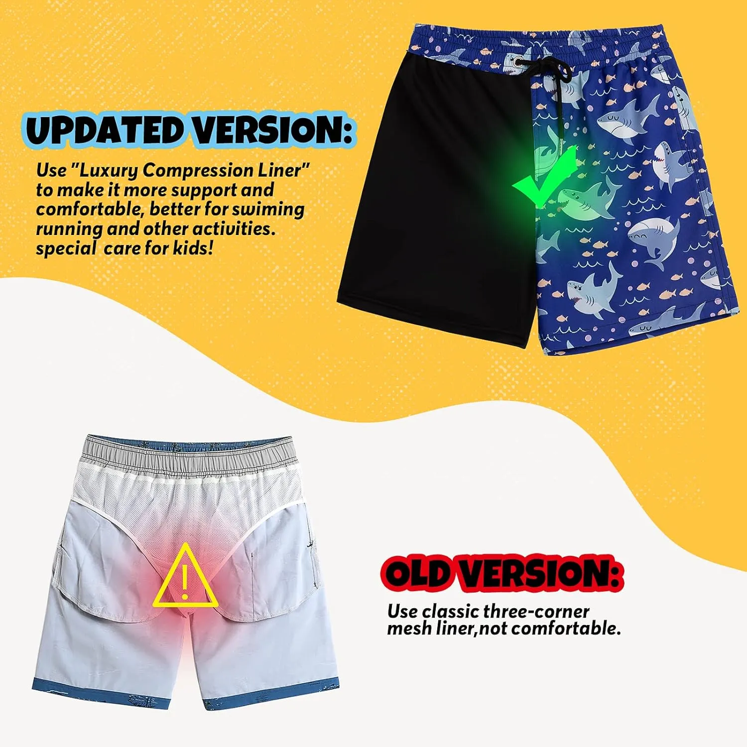 Boys Swim Trunks Bathing Suit Swim Shorts with Boxer Brief Liner Quick Dry Beach Swimsuit Compression