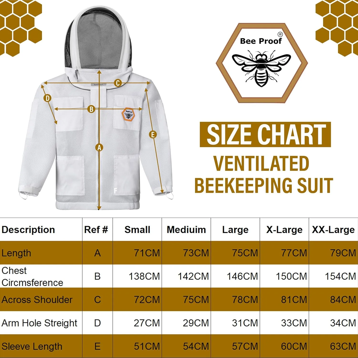 BP-401 Bee Jacket Mesh Ventilation for Professional Beekeeper's Total Protection, Light Weight, YKK Zipper with Clear View with Carring Bag by Bee Proof (Large)