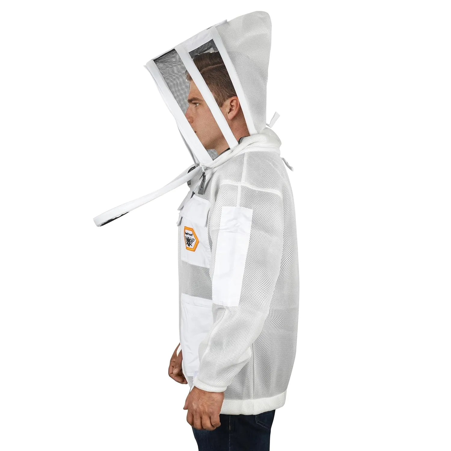 BP-401 Bee Jacket Mesh Ventilation for Professional Beekeeper's Total Protection, Light Weight, YKK Zipper with Clear View with Carring Bag by Bee Proof (Large)