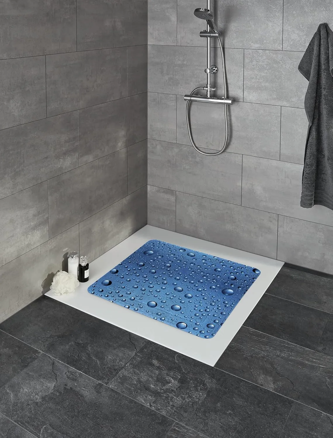 Bubble Shower Stall Mats - Marine Blue (21.7x21.7in)