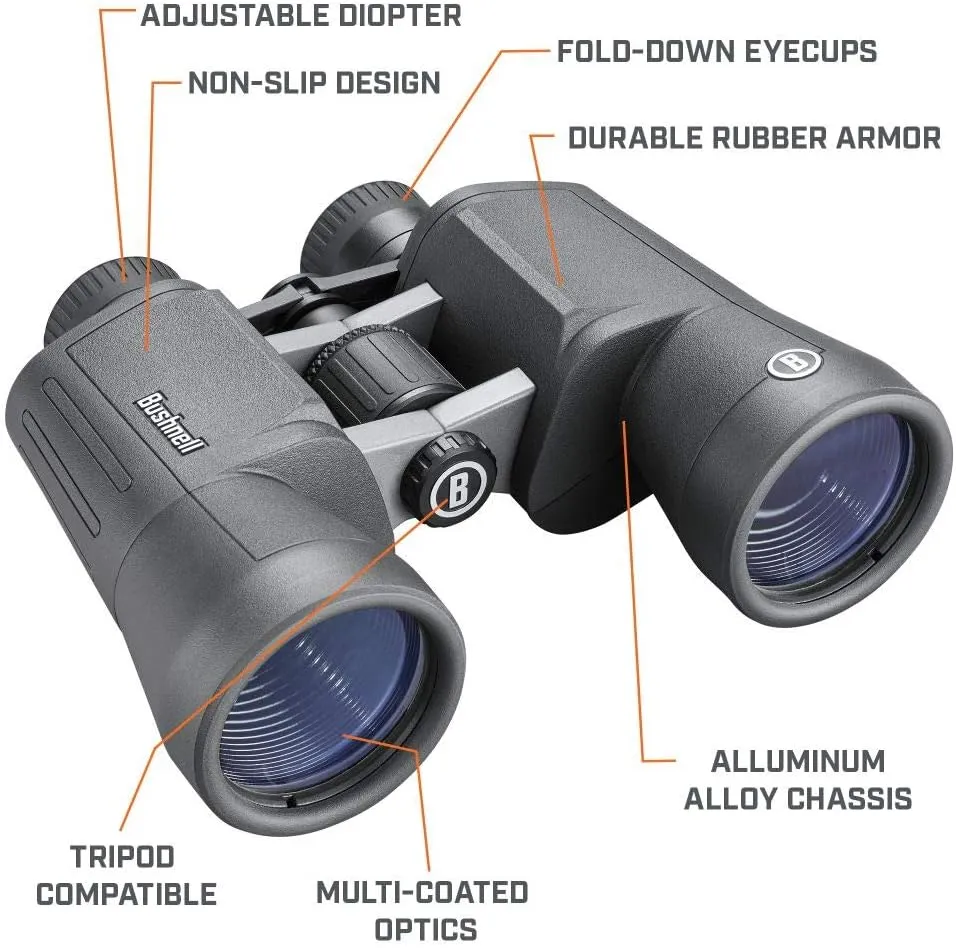 Bushnell PowerView 2 Binoculars, High-Definition Binoculars with Multi-Coated Lenses, Durable Aluminum Alloy Chassis, Wide Field of View, Ideal for Wildlife Observation, Hiking and Sporting Events
