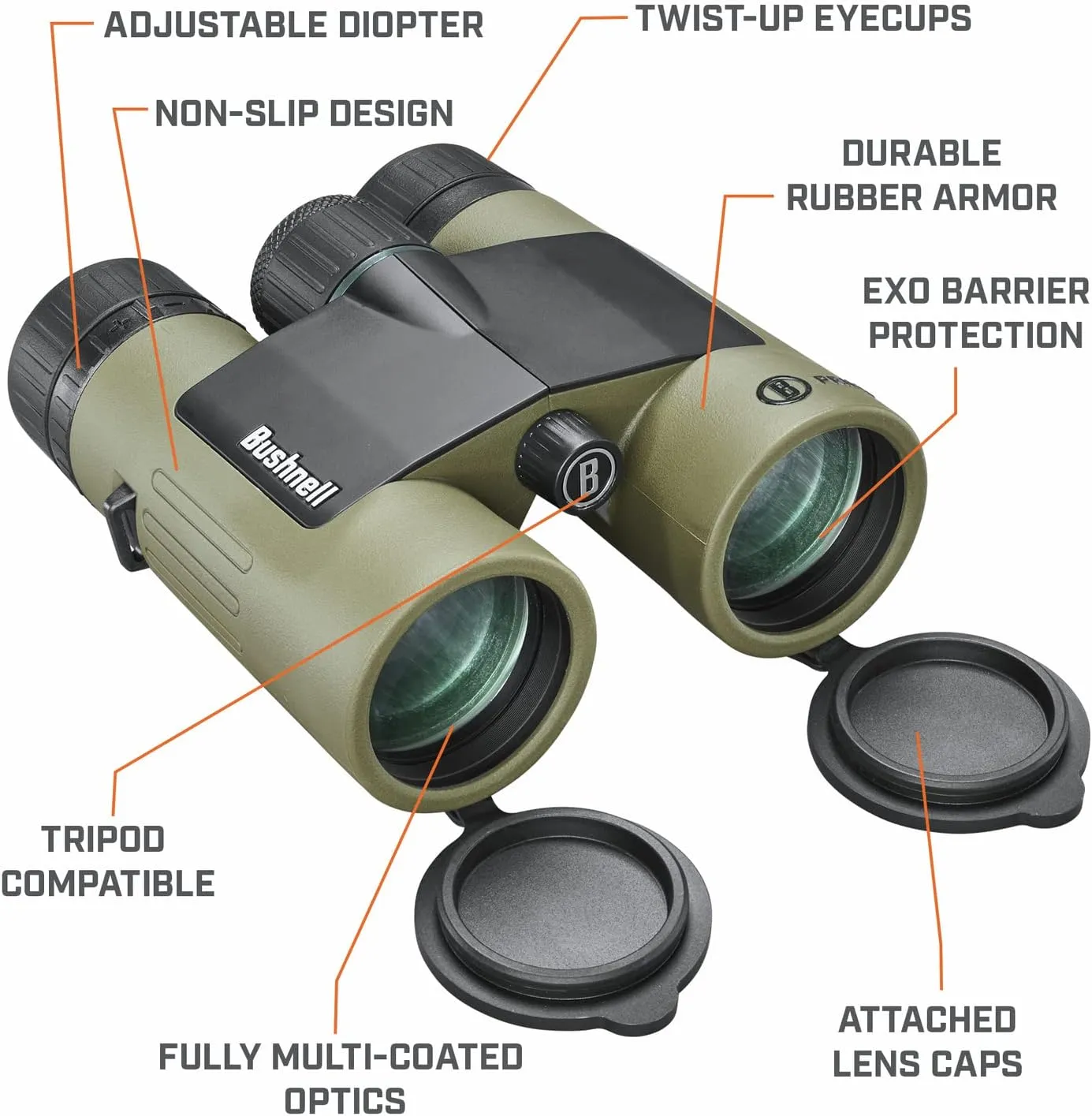 Bushnell Prime 10x42 Binocular and Vault Bino Caddy Combination Pack, Waterproof Hunting Binocular with Rugged Binocular Pouch for Hunting, Bird Watching and Hiking