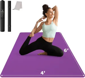 CAMBIVO Large Yoga Mat (6'x 4'), Extra Wide Workout Mat for Men and Women, Yoga Mat Thick 1/3 &1/4 Exercise Mats for Home Workout, Yoga, Pilates (Black,1/4 inch)