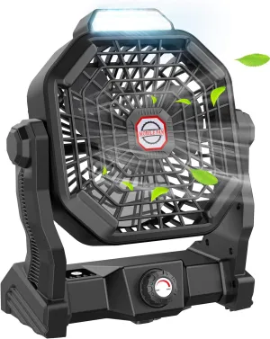 Camping Fan with LED Lantern, 30000 mAh 9 Inch Portable Rechargeable Battery Powered Fan with Stepless Speed and Quiet Battery Operated for Picnic, Barbecue, Fishing, Travel, Home, Tent