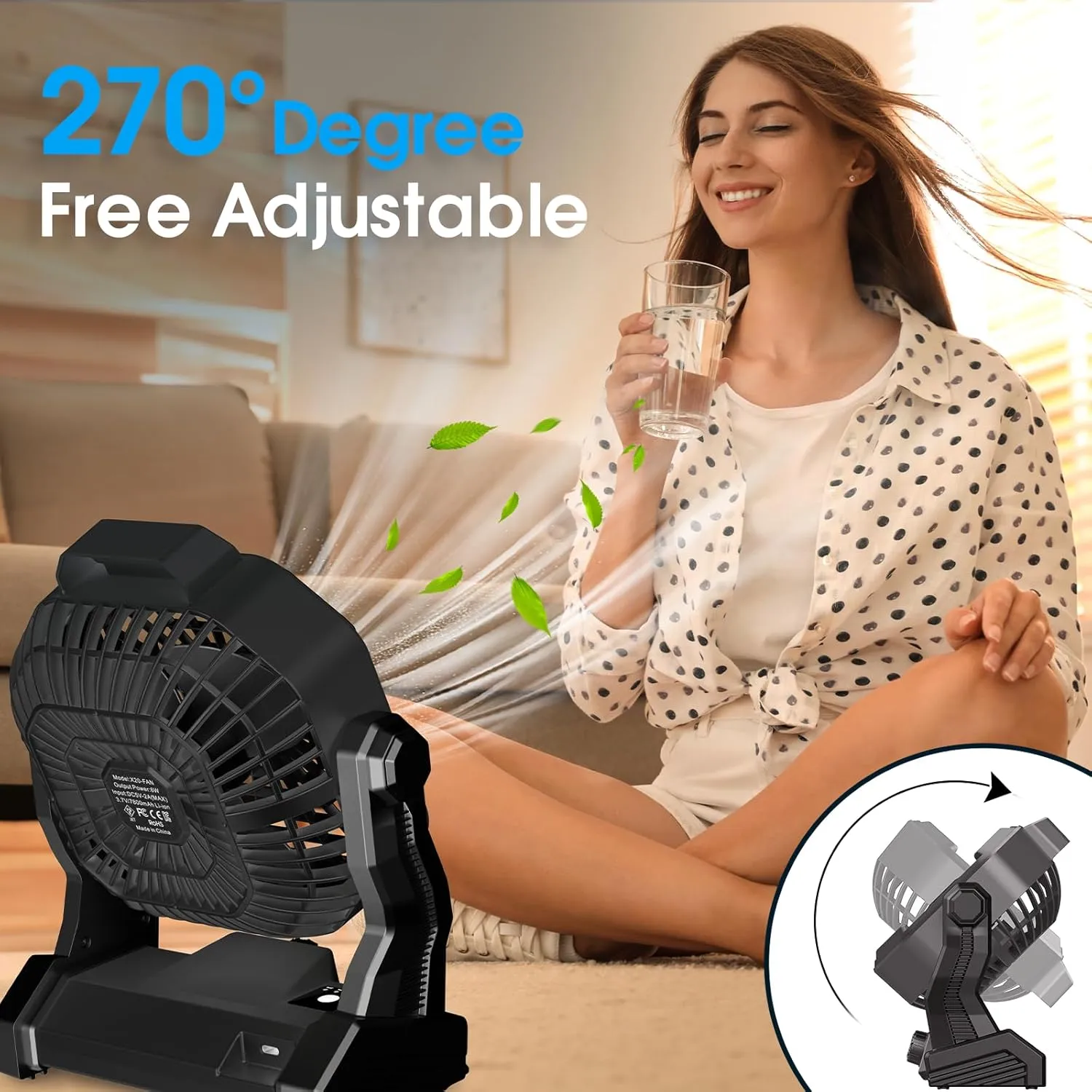 Camping Fan with LED Lantern, 30000 mAh 9 Inch Portable Rechargeable Battery Powered Fan with Stepless Speed and Quiet Battery Operated for Picnic, Barbecue, Fishing, Travel, Home, Tent