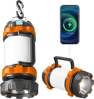 Camping Lantern Rechargeable , Alpswolf Camping Flashlight 4000 Capacity, 6 Modes, IPX4 Waterproof, Led Lantern Camping, Hiking, Outdoor Recreations, Orange 1 Pack