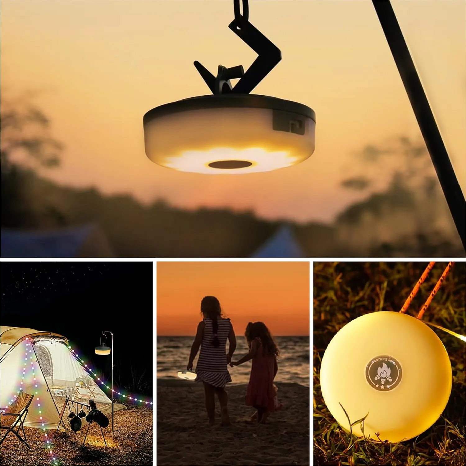 Camping Lights String,Outdoor String Lights with 5 Lighting Modes,Quick 30s Recovery,Durable and Waterproof,USB Charging-Portable Camping Lights for Camping,Yard,and Hiking(2PACK)
