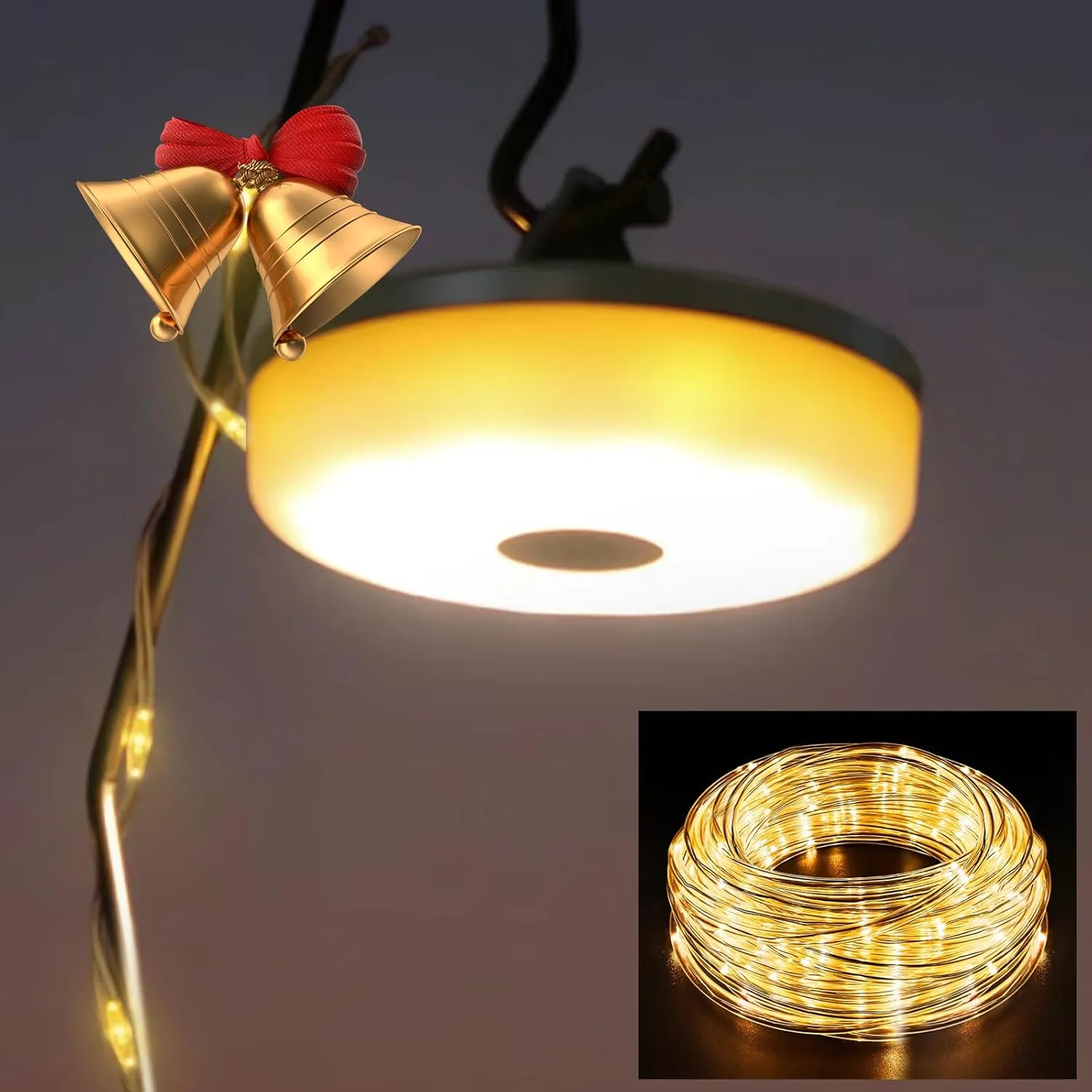 Camping String Lights, HAMLITE 32.8Ft Camping Latern with String Light, Rechargeable Waterproof Camp Lights, Upgraded Outdoor String Light, Portable Camping Gadgets 2023, Tent Lights for Hiking