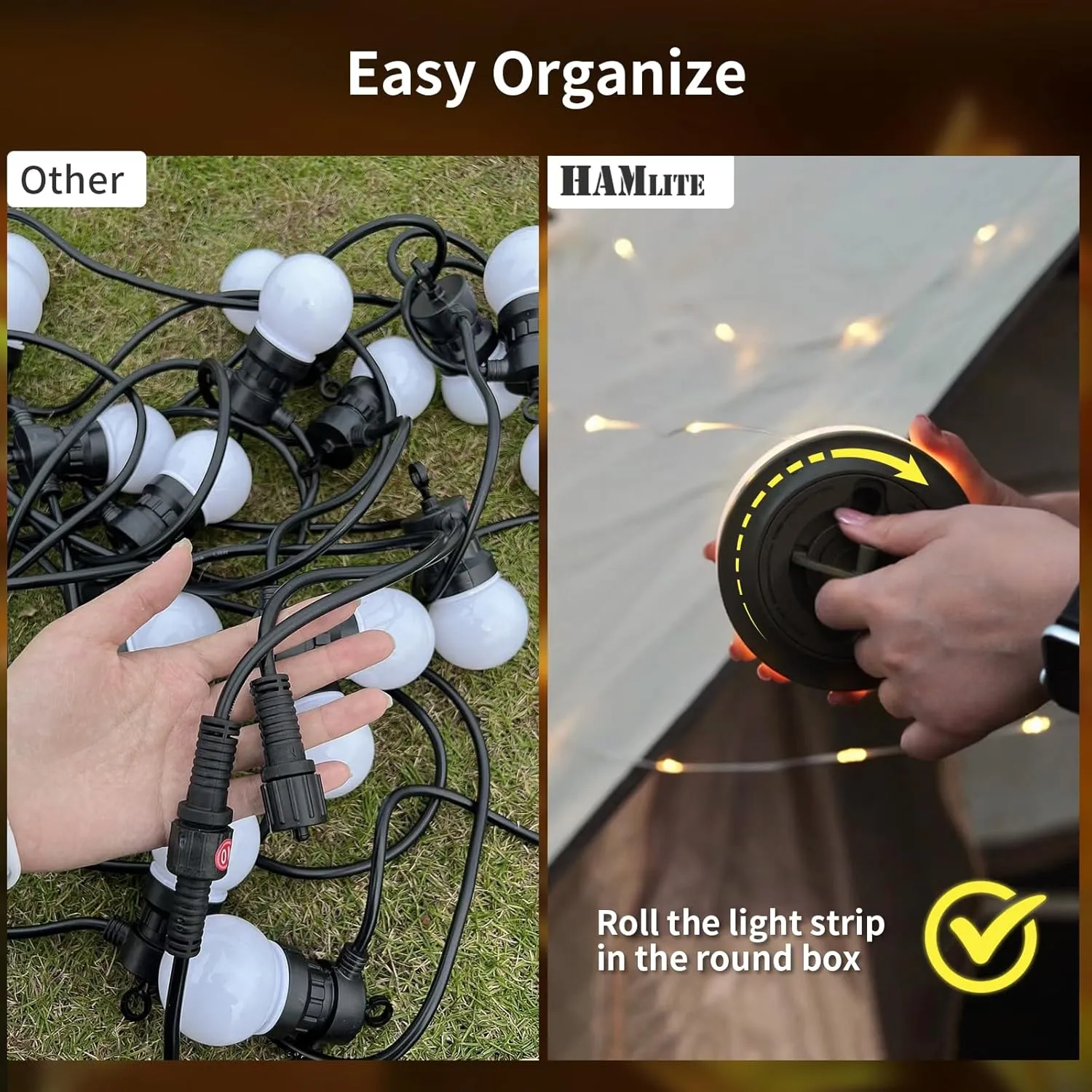Camping String Lights, HAMLITE 32.8Ft Camping Latern with String Light, Rechargeable Waterproof Camp Lights, Upgraded Outdoor String Light, Portable Camping Gadgets 2023, Tent Lights for Hiking