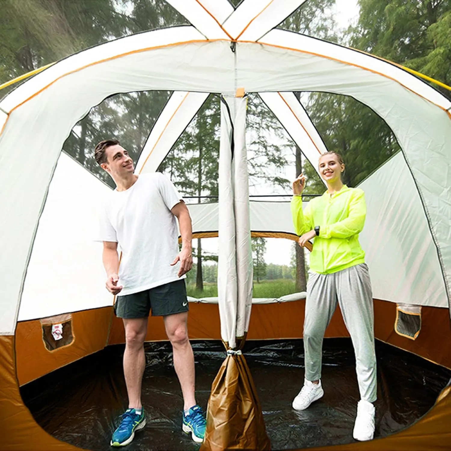 Camping Tent Waterproof Instant Tent 4-6 Person, Family Cabin Tents, 2 Rooms, Portable Instant Tents with Removable Rainfly, Automatic Tent for Camping Hiking Mountaineering