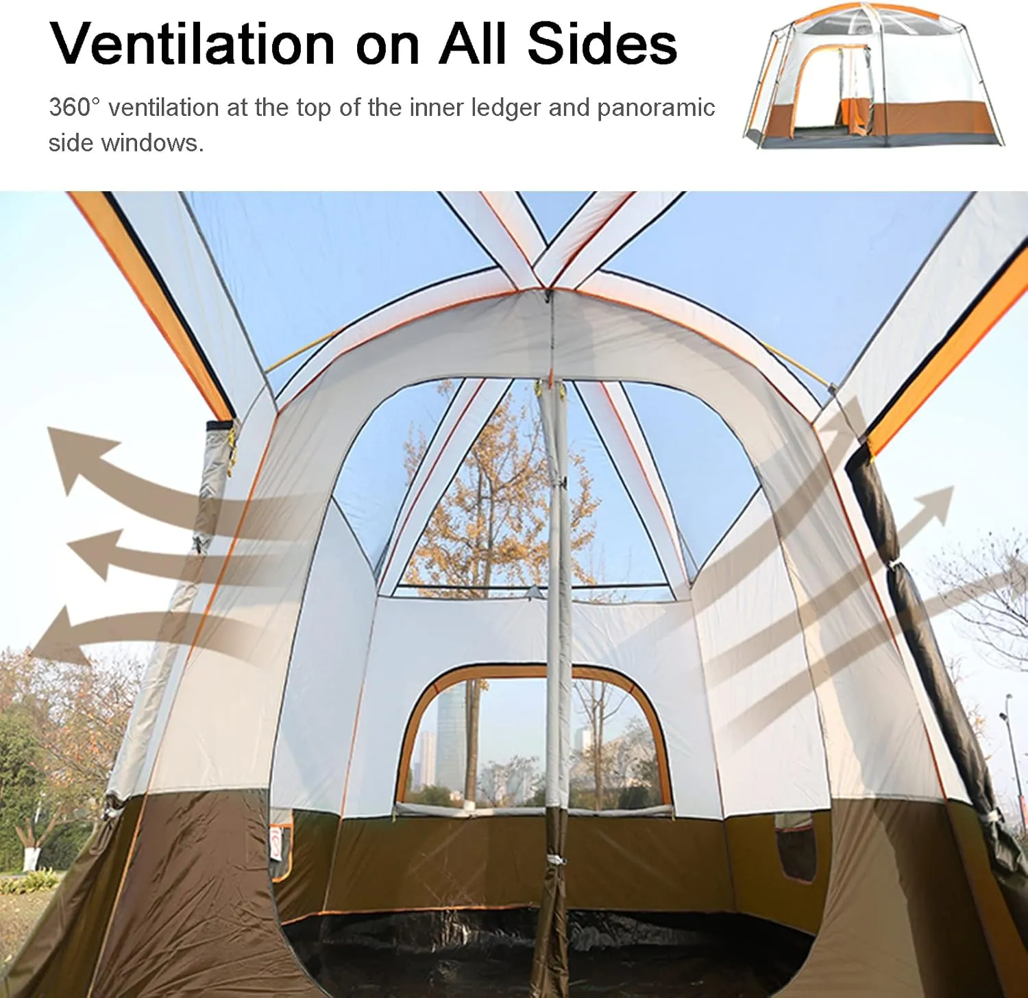 Camping Tent Waterproof Instant Tent 4-6 Person, Family Cabin Tents, 2 Rooms, Portable Instant Tents with Removable Rainfly, Automatic Tent for Camping Hiking Mountaineering