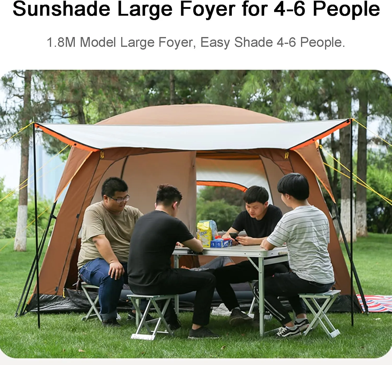 Camping Tent Waterproof Instant Tent 4-6 Person, Family Cabin Tents, 2 Rooms, Portable Instant Tents with Removable Rainfly, Automatic Tent for Camping Hiking Mountaineering