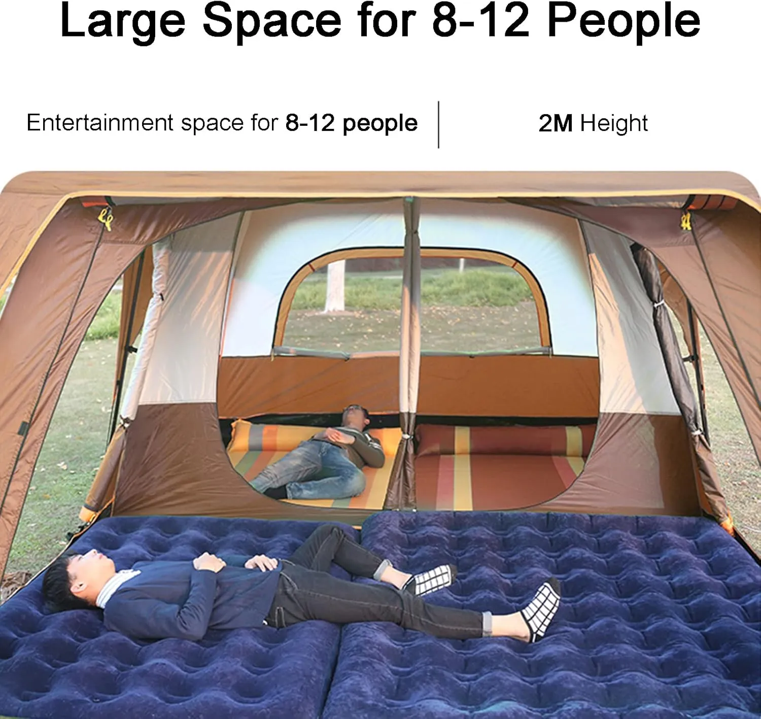Camping Tent Waterproof Instant Tent 4-6 Person, Family Cabin Tents, 2 Rooms, Portable Instant Tents with Removable Rainfly, Automatic Tent for Camping Hiking Mountaineering