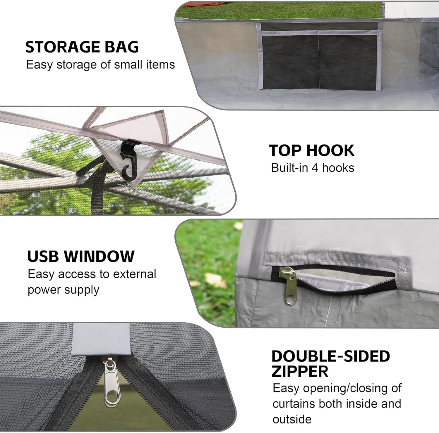 Canopy Universal Mosquito Netting Tent, Converts 10'x10' Canopy Gazebo into Camping Inner Tent, Screen House Camping Cube with Full PE Floors for Patio, Outdoor, Garden and Backyard.(Grey)