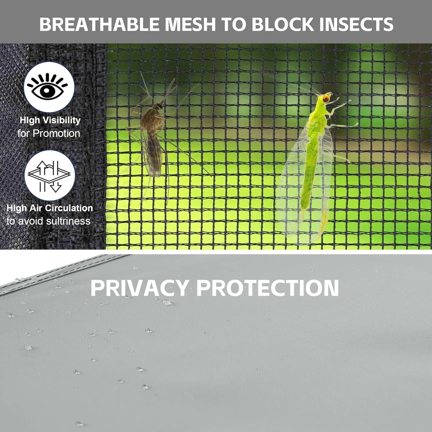 Canopy Universal Mosquito Netting Tent, Converts 10'x10' Canopy Gazebo into Camping Inner Tent, Screen House Camping Cube with Full PE Floors for Patio, Outdoor, Garden and Backyard.(Grey)