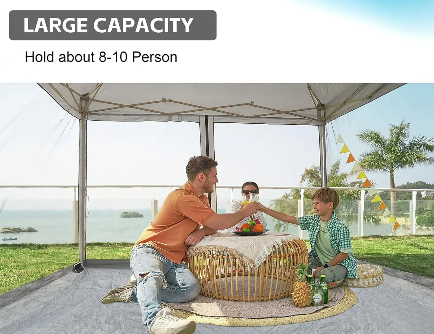 Canopy Universal Mosquito Netting Tent, Converts 10'x10' Canopy Gazebo into Camping Inner Tent, Screen House Camping Cube with Full PE Floors for Patio, Outdoor, Garden and Backyard.(Grey)