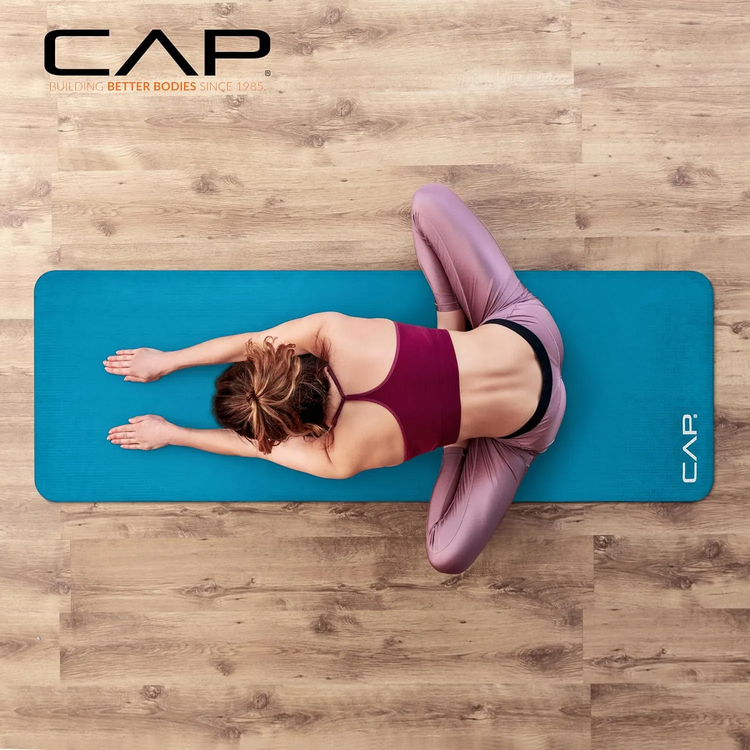 CAP Barbell 1-Inch High Density Exercise Yoga Mat with Strap | Multiple Colors