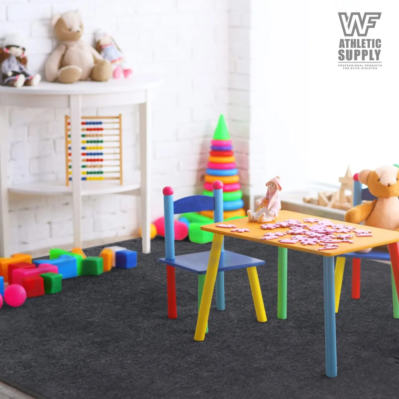 CAPHAUS EVA Foam Floor Tiles with Black Top, 24 Inch x 24 Inch Interlocking Carpet Texture Mats