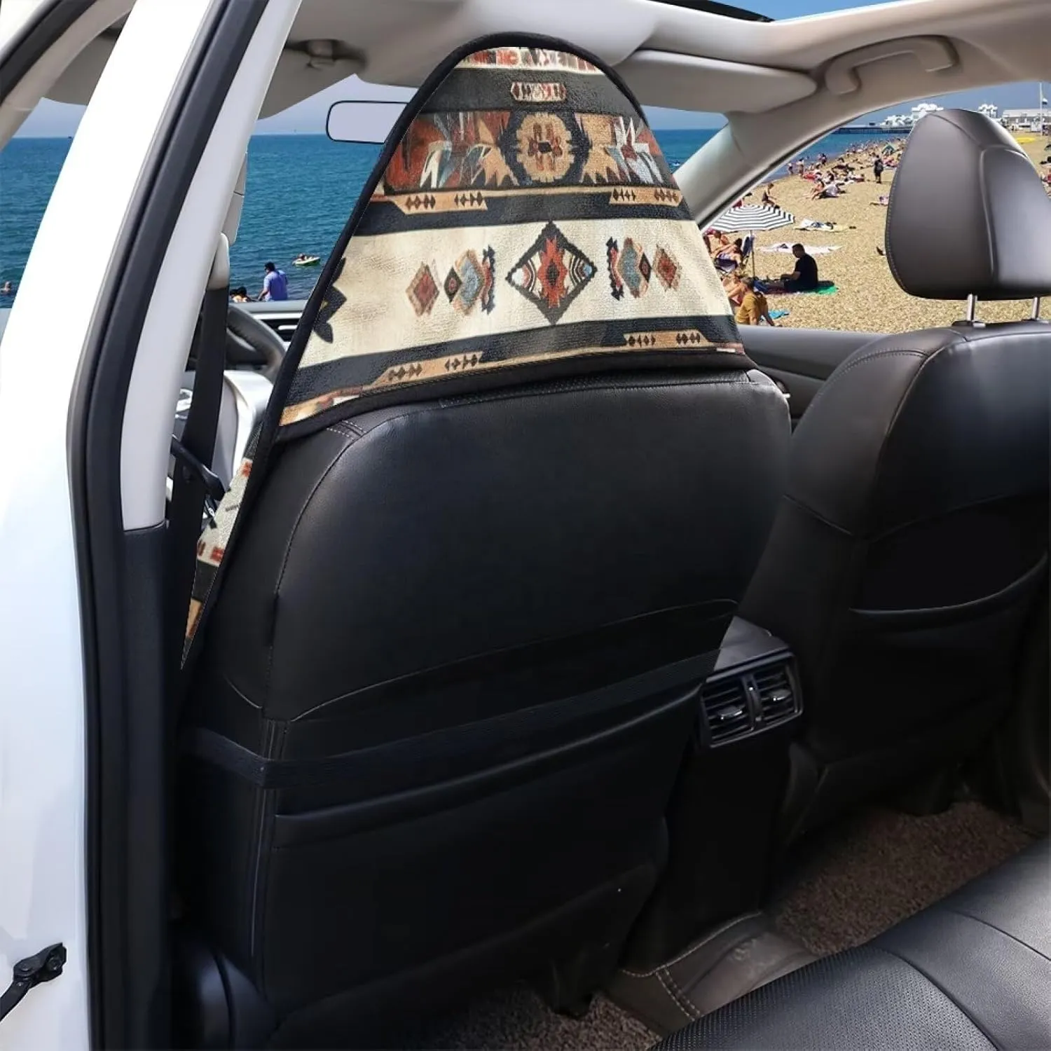 Car Front Seat Cover, Hawaii Tiki Printed Waterproof Sweat Towel Seat Cover for Women and Men, Comfy Stretchy Car Seat Covers for After Swimming Surfing Activities Workout Outdoor