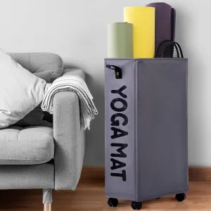 Caroeas Yoga Mat Storage Rack, Yoga Mat Holder Accessories, Home Gym Equipment Storage Yoga Mats, Women Men Workout Equipment Organization with Wheels