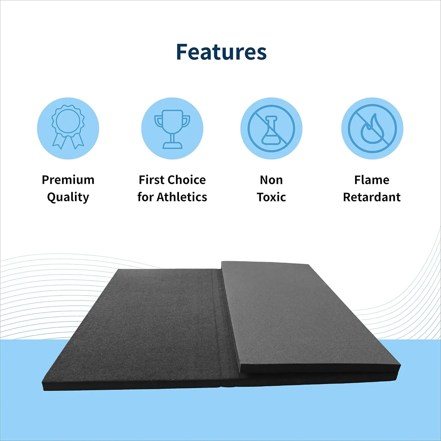 Carpet Bonded Foam Folding Mats - Trifold Exercise Mat for Tumbling, Gymnastics, Wrestling, Martial Arts, MMA, Aerobics, and Plyometrics - Foam Tumbling Mat – 4' x 6' x 1-3/8"