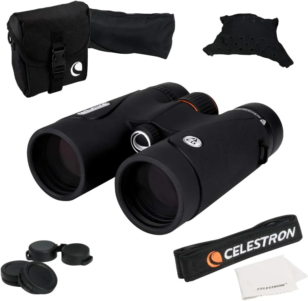 Celestron 71407 TrailSeeker ED 10 x 42 Roof Prism Binocular, Fully Multi-Coated Lens, BaK-4 Prism Glass, Black