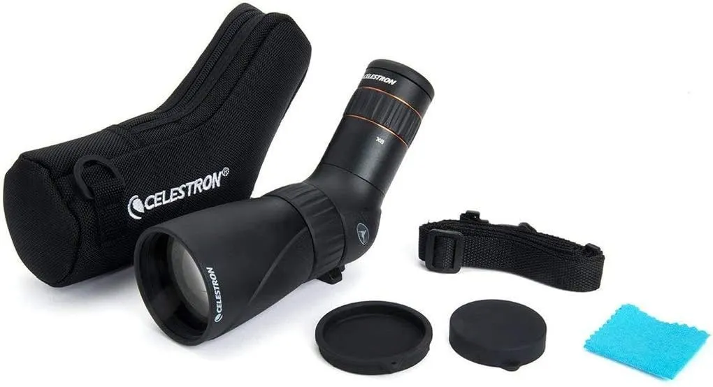 Celestron – Hummingbird 56mm Angled Spotting Scope – Ultra Portable Micro Spotting Scope – 9-27x Zoom Eyepiece – Fully Multi-Coated Optics – Rubber Armored – Tripod Adaptable
