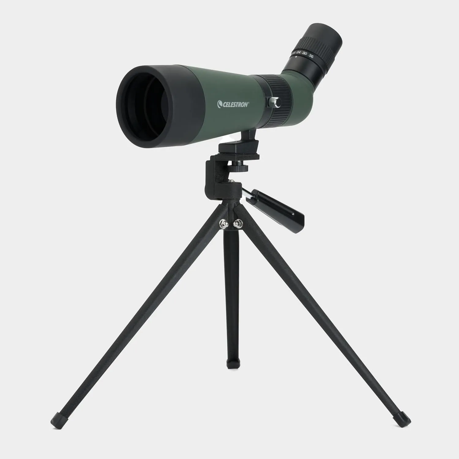 Celestron – LandScout 60mm Angled Spotting Scope – Fully Coated Optics – 12–36x Zoom Eyepiece – Rubber Armored – Tabletop Tripod and Smartphone Adapter