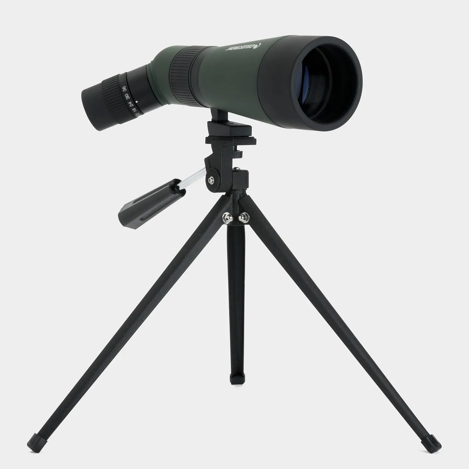 Celestron – LandScout 60mm Angled Spotting Scope – Fully Coated Optics – 12–36x Zoom Eyepiece – Rubber Armored – Tabletop Tripod and Smartphone Adapter