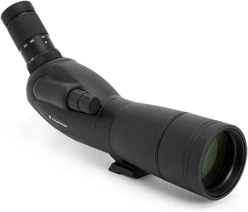 Celestron – TrailSeeker 65mm Angled Spotting Scope – Fully Multi-Coated XLT Optics – 16-48x Zoom Eyepiece – Waterproof & Fogproof – Rubber Armored and 82050 TrailSeeker Tripod (Black)