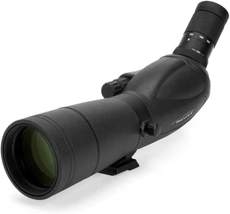 Celestron – TrailSeeker 65mm Angled Spotting Scope – Fully Multi-Coated XLT Optics – 16-48x Zoom Eyepiece – Waterproof & Fogproof – Rubber Armored and 82050 TrailSeeker Tripod (Black)
