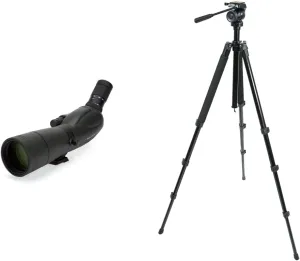 Celestron – TrailSeeker 65mm Angled Spotting Scope – Fully Multi-Coated XLT Optics – 16-48x Zoom Eyepiece – Waterproof & Fogproof – Rubber Armored and 82050 TrailSeeker Tripod (Black)