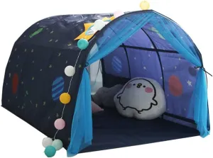 Children's Cabin Bed Tunnel Tent for 90-100cm in Width Loft Bed Bunk Tent,Fabric, Blue, Single