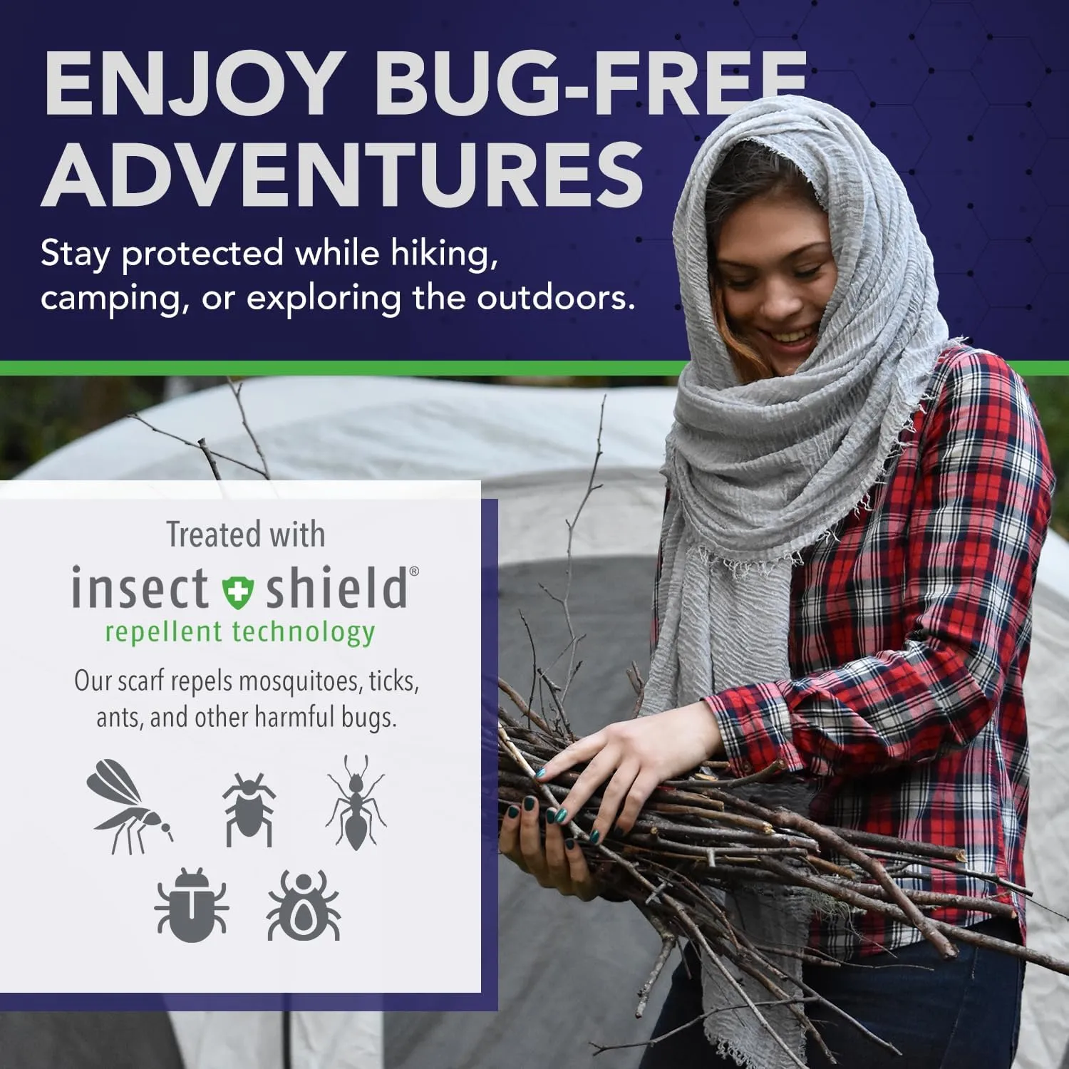 Chloe & Lex Insect Shield Technology Lightweight Scarf - Insect Repellent Clothing for Women
