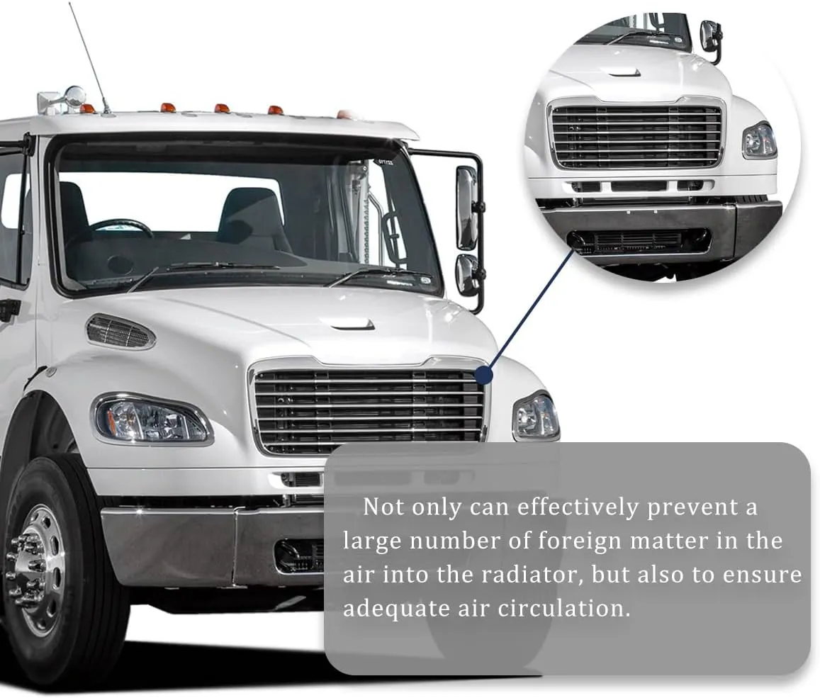 Chrome Front Hood Radiator Grille Compatible With Freightliner M2 2004-2013 (with Bug Screen)