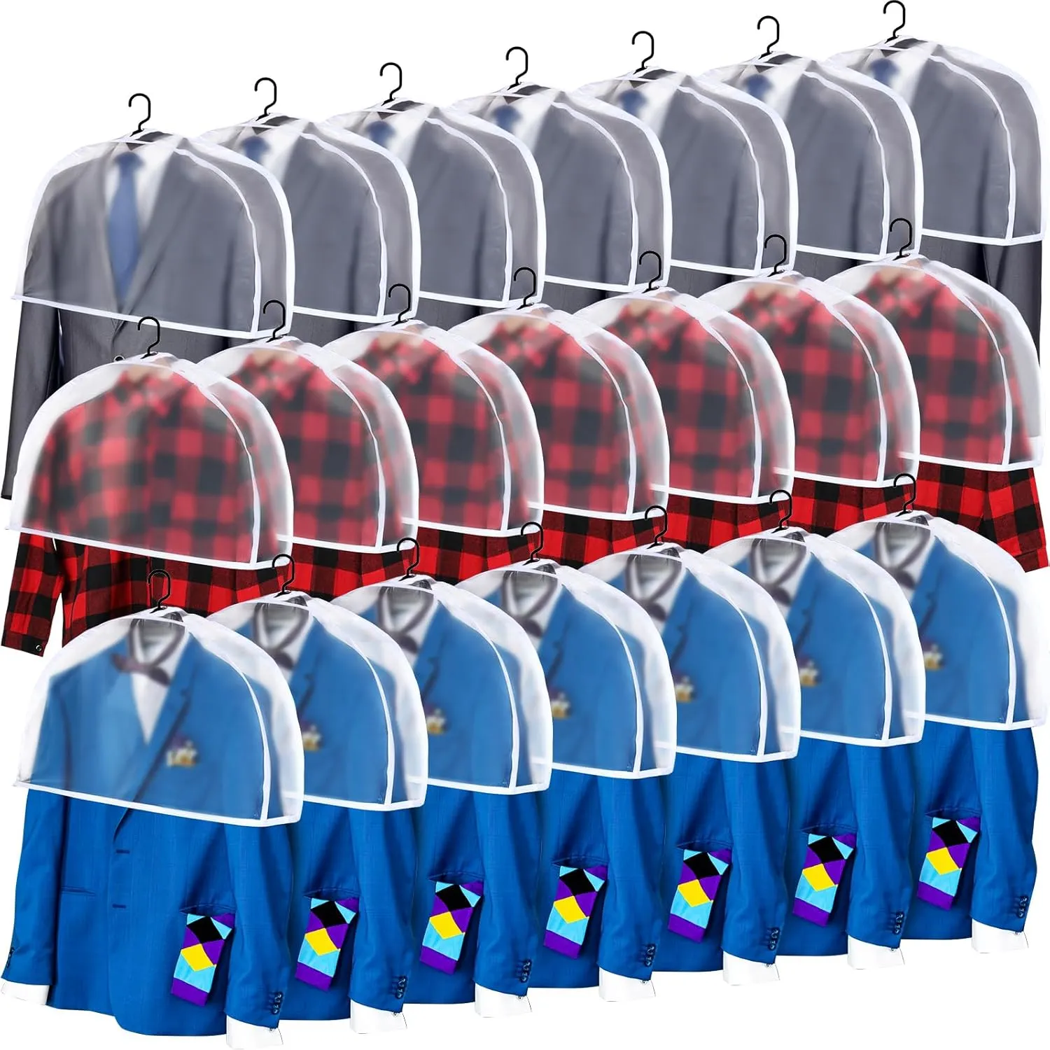Chumia 50 Pieces Shoulder Cover for Clothes Closet Bulk, Plastic Hanger Covers for Hanging Clothes Shoulder Garment Dust Cover Protectors for Men Women Suit Coats Jackets Dress, 24'' x 12" x 2''