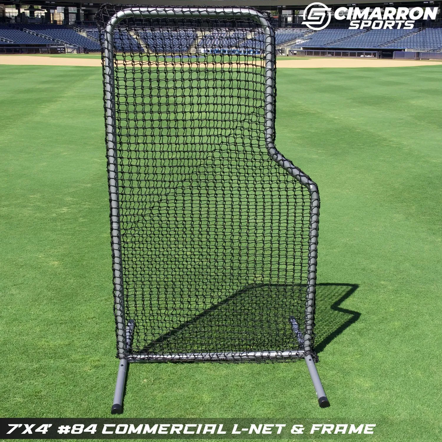 Cimarron Sports Commercial Baseball Softball Batting Cage Tunnel, Frame, Net, L-Screen, Backstop, Home Plate Mat, Ground Supports