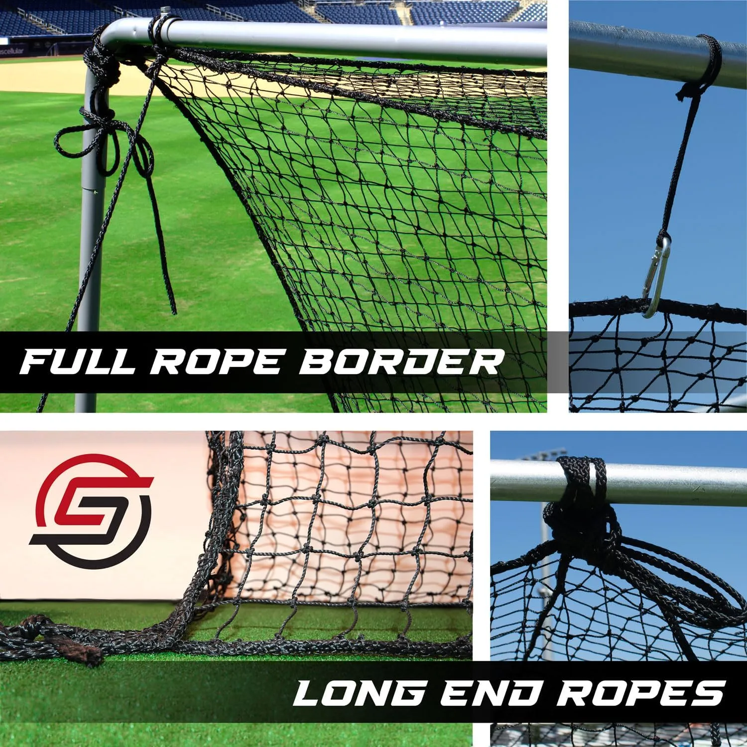 Cimarron Sports Commercial Baseball Softball Batting Cage Tunnel, Frame, Net, L-Screen, Backstop, Home Plate Mat, Ground Supports