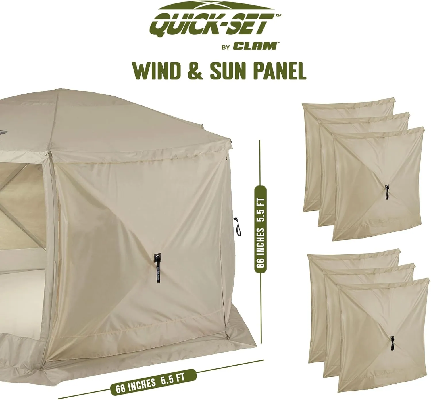 CLAM Quick-Set Escape 12 x 12 Foot Portable Pop Up Camping Outdoor Gazebo 6 Sided Canopy Shelter   2 Pack of Wind and Sun Panels