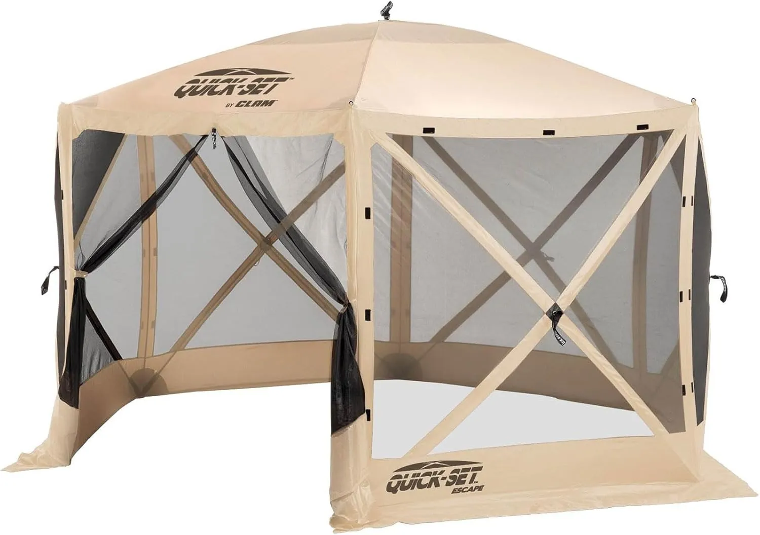 CLAM Quick-Set Escape 12 x 12 Foot Portable Pop Up Camping Outdoor Gazebo 6 Sided Canopy Shelter   2 Pack of Wind and Sun Panels