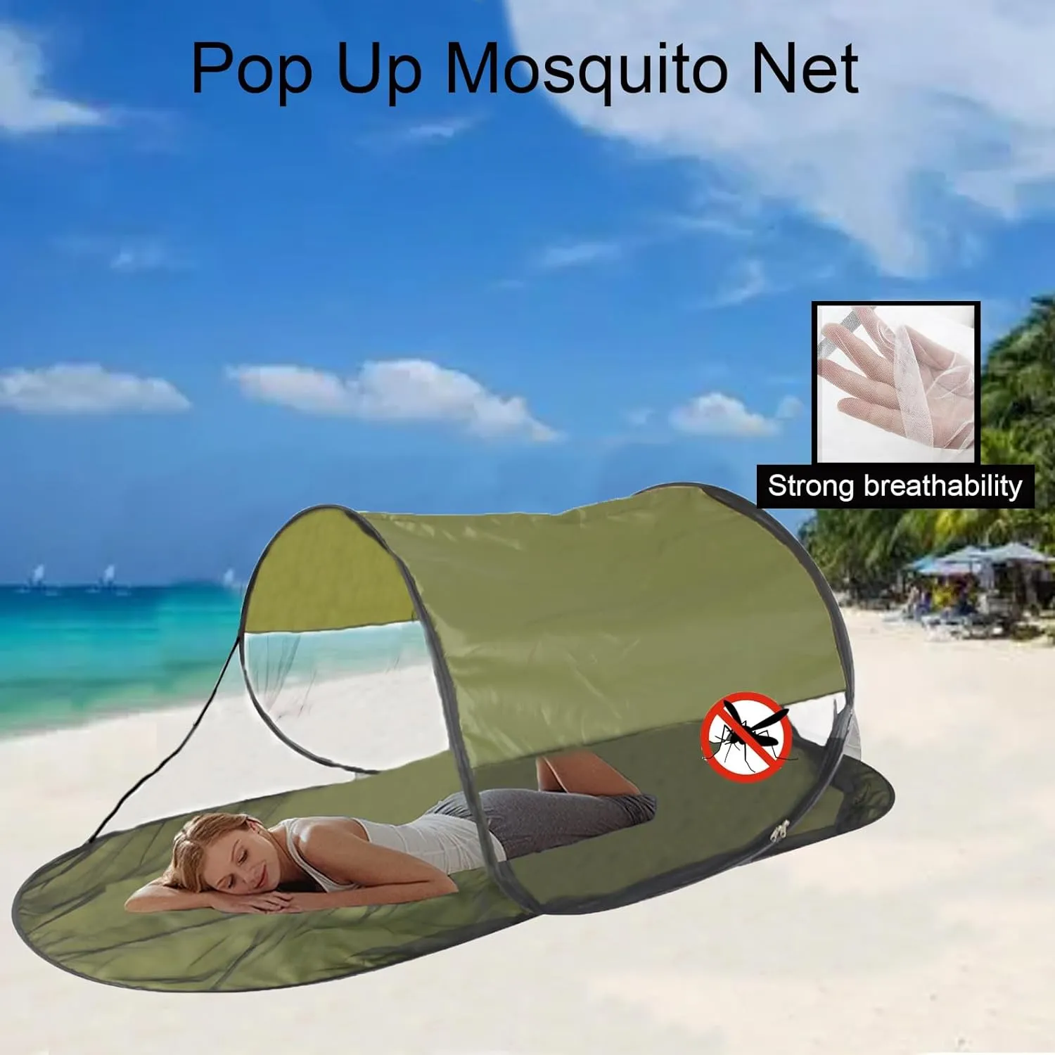 CMINGJ Large Pop Up Mosquito Tent, Portable Foldable Mosquito Net with Bottom for Bed, Camping, Travel, Patio, Suitable for Outdoor Indoor (78 * 28 * 27inch) (Green Bottom & Green Top)