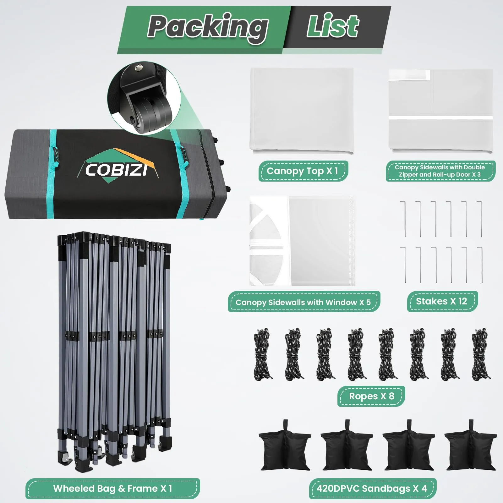 COBIZI 10x30 Pop Up Canopy with 8 Sidewalls, Canopy Tent for Parties, One Push Waterproof Commercial Wedding Canopy with Air Vent, UPF50  Ez Outdoor Gazebo, Roller Bag, Sandbag, Stakes, Ropes, White