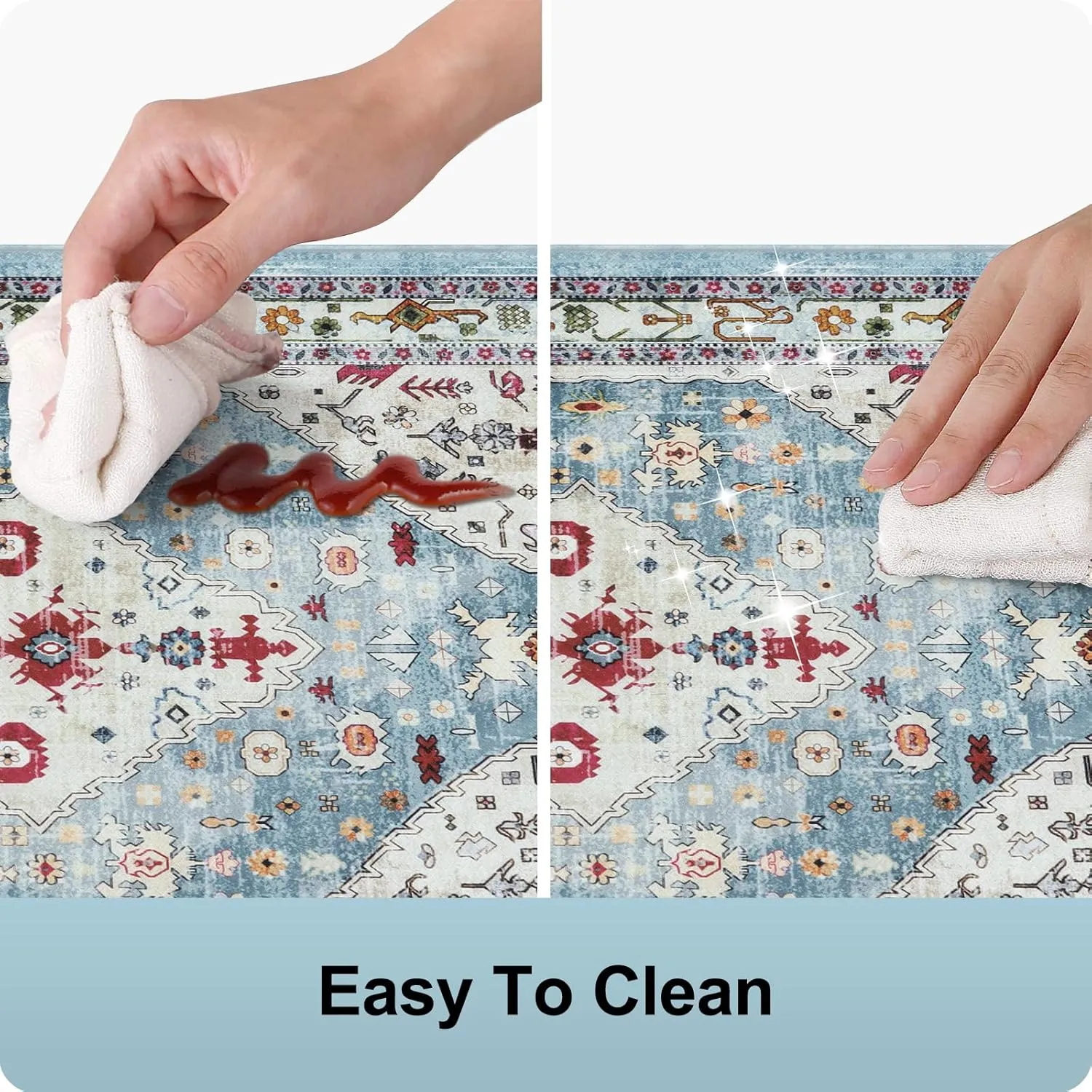 Collive Boho Kitchen Rugs and Mats 2PCS Cushioned Anti-Fatigue Floor Mat, Waterproof Kitchen Rug Set of 2 Non-Skid Comfort Standing Mat for Kitchen,Home,Office,Sink,Laundry,17"x30" 17"x47"