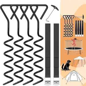 CONBOLA Trampoline Stakes Heavy Duty Trampoline Parts Corkscrew Shape Steel Stakes