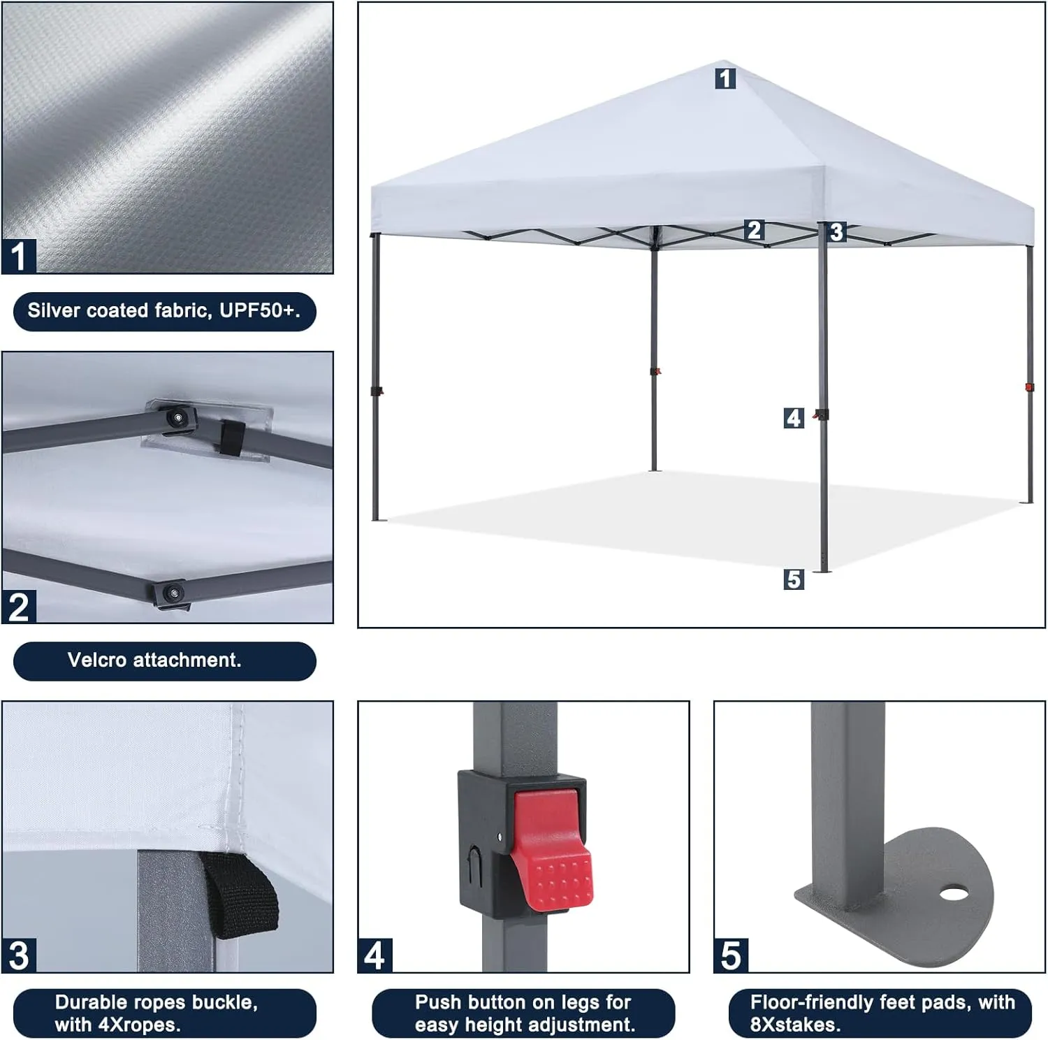 COOSHADE Durable Easy Pop Up Canopy Tent 10x10Ft, with 4 Sandbags(White)